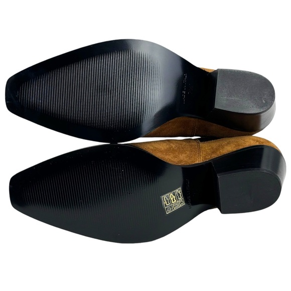 NWOT EVERLANE THE WESTERN RUSSET BROWN SUEDE LEATHER SLIP ON HEELED ANKLE BOOTS - Picture 9 of 14